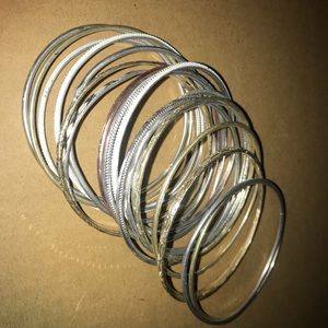 women fashion silver bangle bracelet set